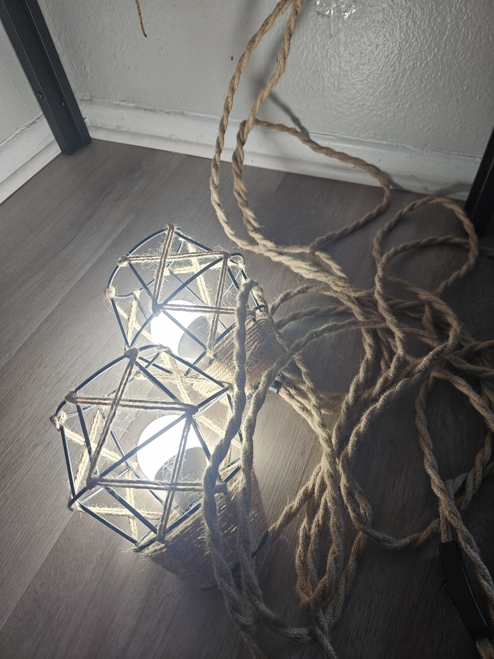 BAMBOO Natural Brown Woven Rope Pendant Lanterns